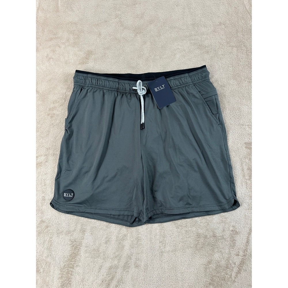 BYLT Premium‎ Basics Training Shorts Mens 3XL Charcoal Grey 2-in-1 Liner NEW